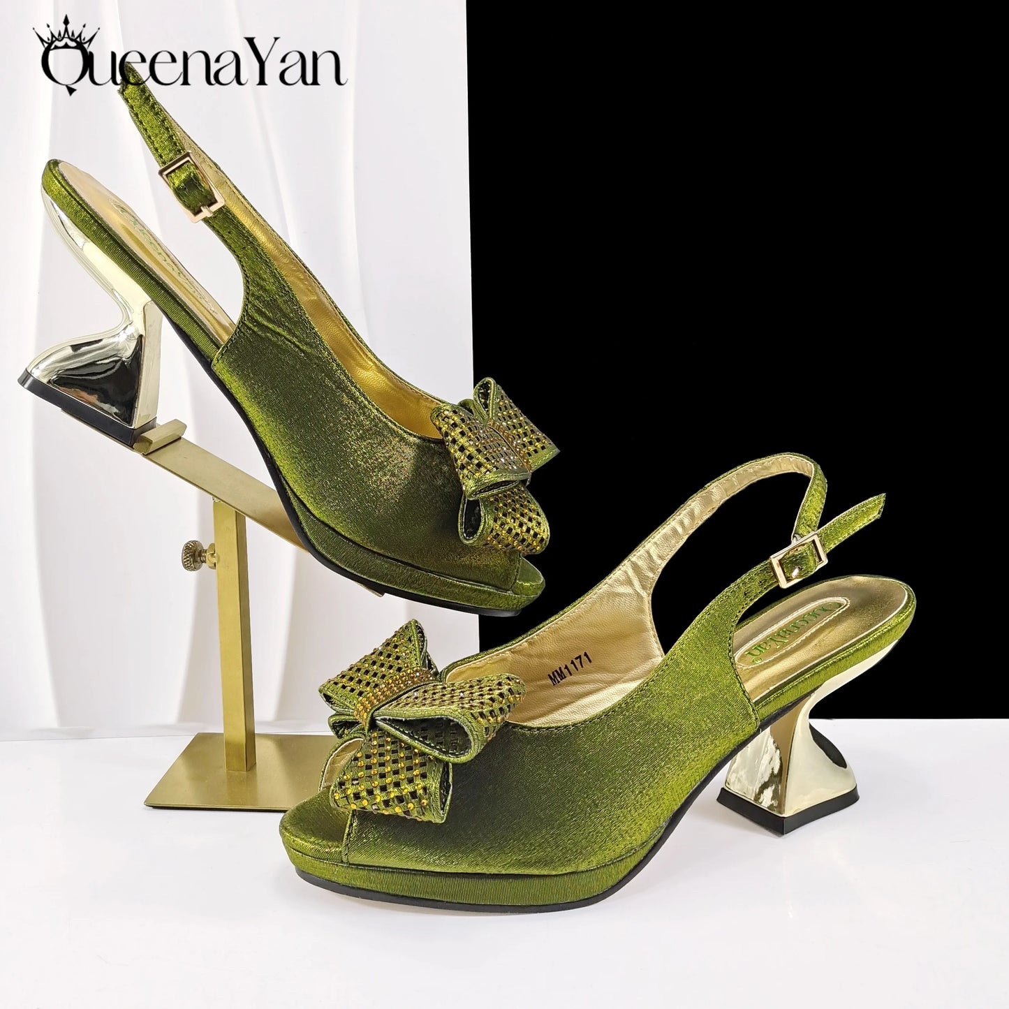 Elegant Women High Heels for Peep Toe Good Material Rhinestone Wine Sandals Italian Design Shoes and Bags Matching