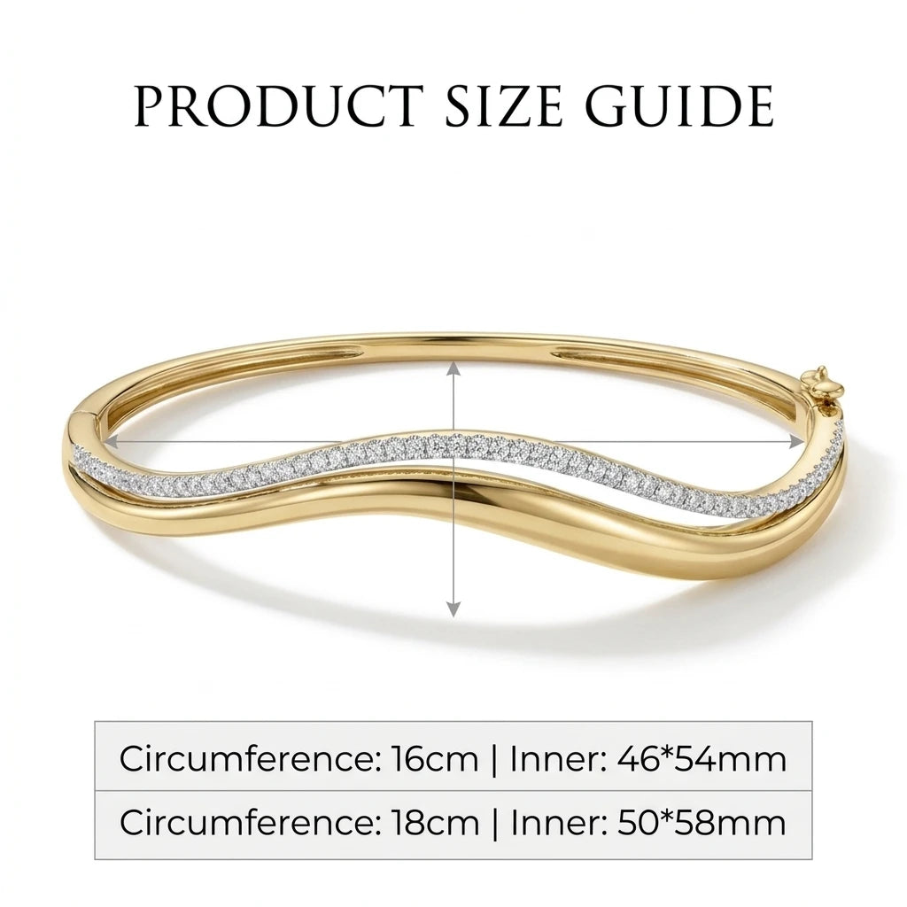 Moissanite Double Wavy Bangle Bracelets for Women GRA Certified 1.5mm Diamond s925 Sterling Silver Plated 18K Bracelet