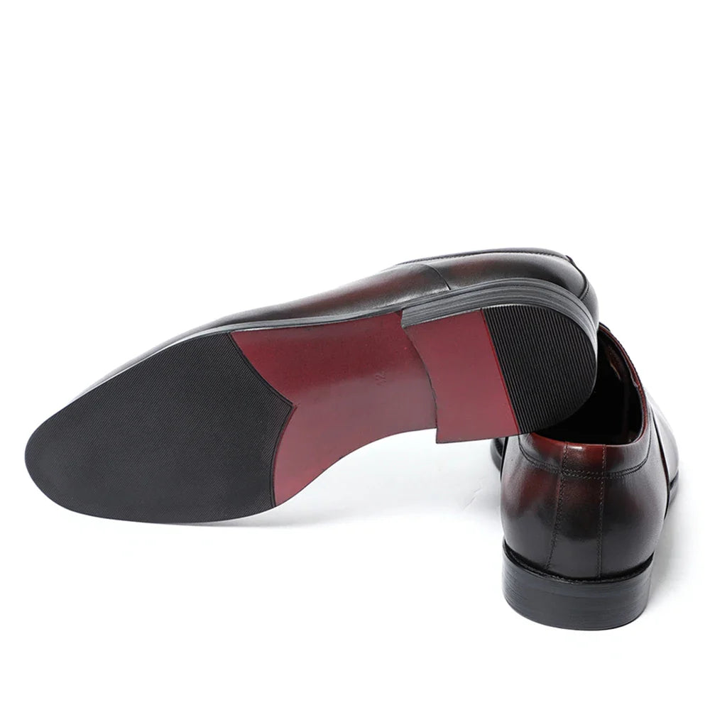 Italian Luxury Men's Oxford Dress Shoes Cow Genuine Leather Fashion Plain Toe Burgundy Wedding Business Formal Shoes for Man