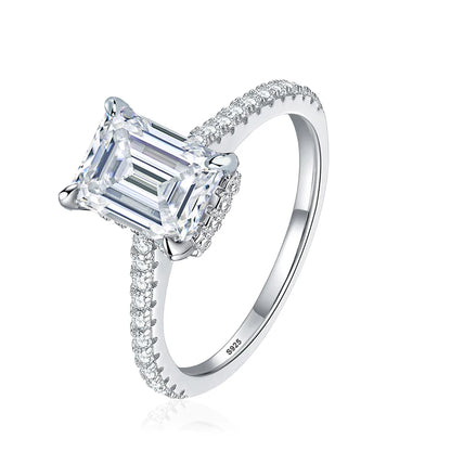 1ct 2ct 3ct Emerald Cut Moissanite Rings for Women 925 Sterling Silver Lab Diamond Wedding Engagement Ring Gemstone Band