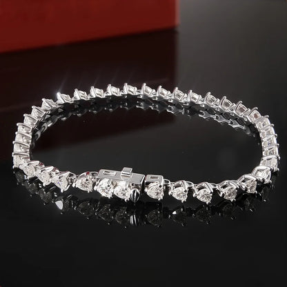 3mm Full Heart Cut Moissanite Bracelet 100% S925 Sterling Silver Plated 18K Gold for Women Party Fine Jewelry Gift