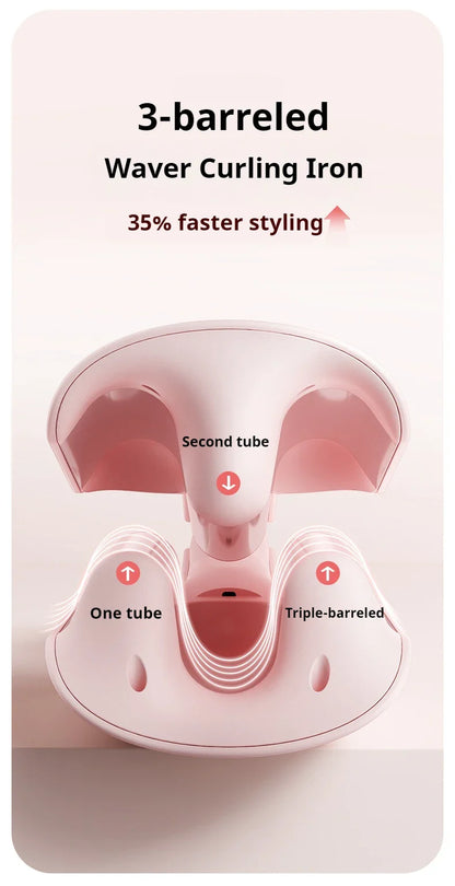 Professional 3 Barrel Hair Waver 138W 1.26 Inch Curling Iron with Temperature Control  Curling Iron Wand Hair Waver with LCD