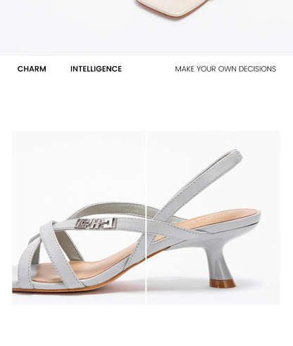 Heels Women's New Comfortable Sheepskin Leather Low Heel Sandals Wedding Banquet Women's Shoes
