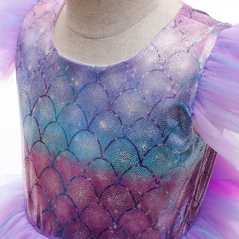 Vestidos de Cosplay de Meninas da Princesa Sereia, Vestido Tutu Brilhante em Camadas, Vestidos de Festa de Carnaval para Meninas, Presentes de Vestido de Aniversário