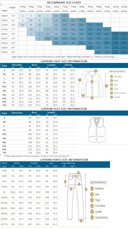 ( Blazers + Pants ) Boutique Fashion Solid Color Double-breasted Men's Casual Business Slim Suit 2-piece Set Groom Wedding Dress