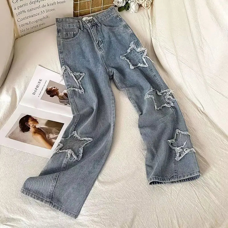 Denim Popular Ins Fashion Korean wIth Star Spring Loose Fitting Jeans