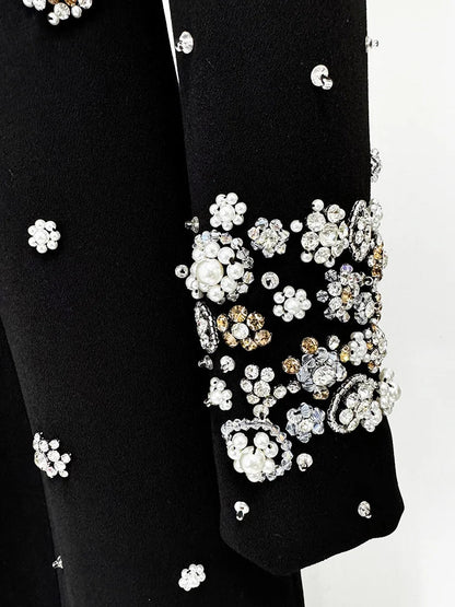 Fashion 2026 Designer Party Vestido Women's Formal Long Sleeve Luxurious Beaded Long Maxi Dress
