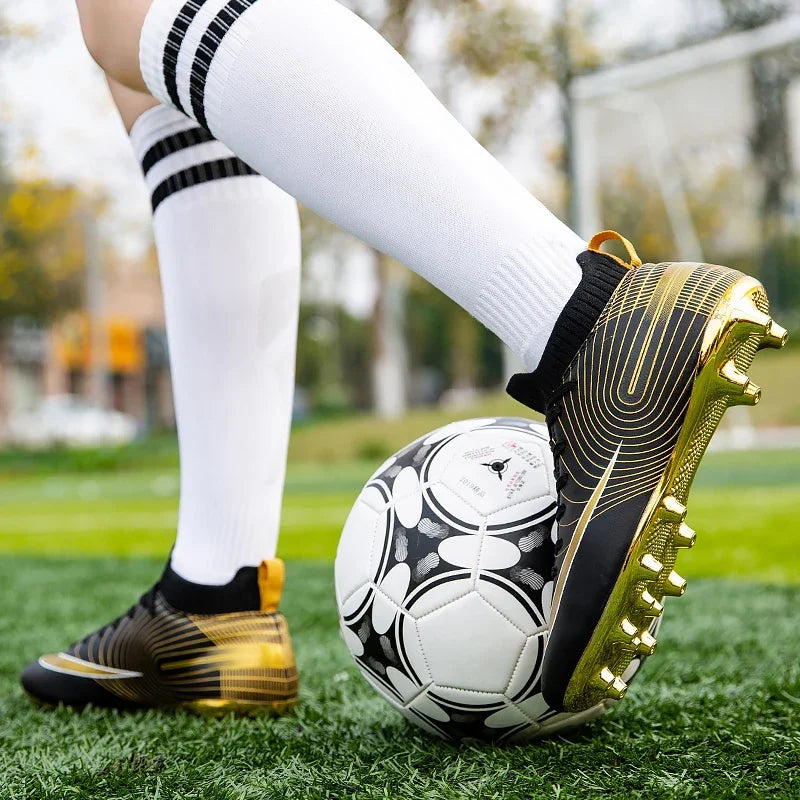 Professional Men Ankle Football Boots Outdoor Grass Cleats Unisex Soccer Shoes Long Spikes Tf Football Shoes Chuteira Society