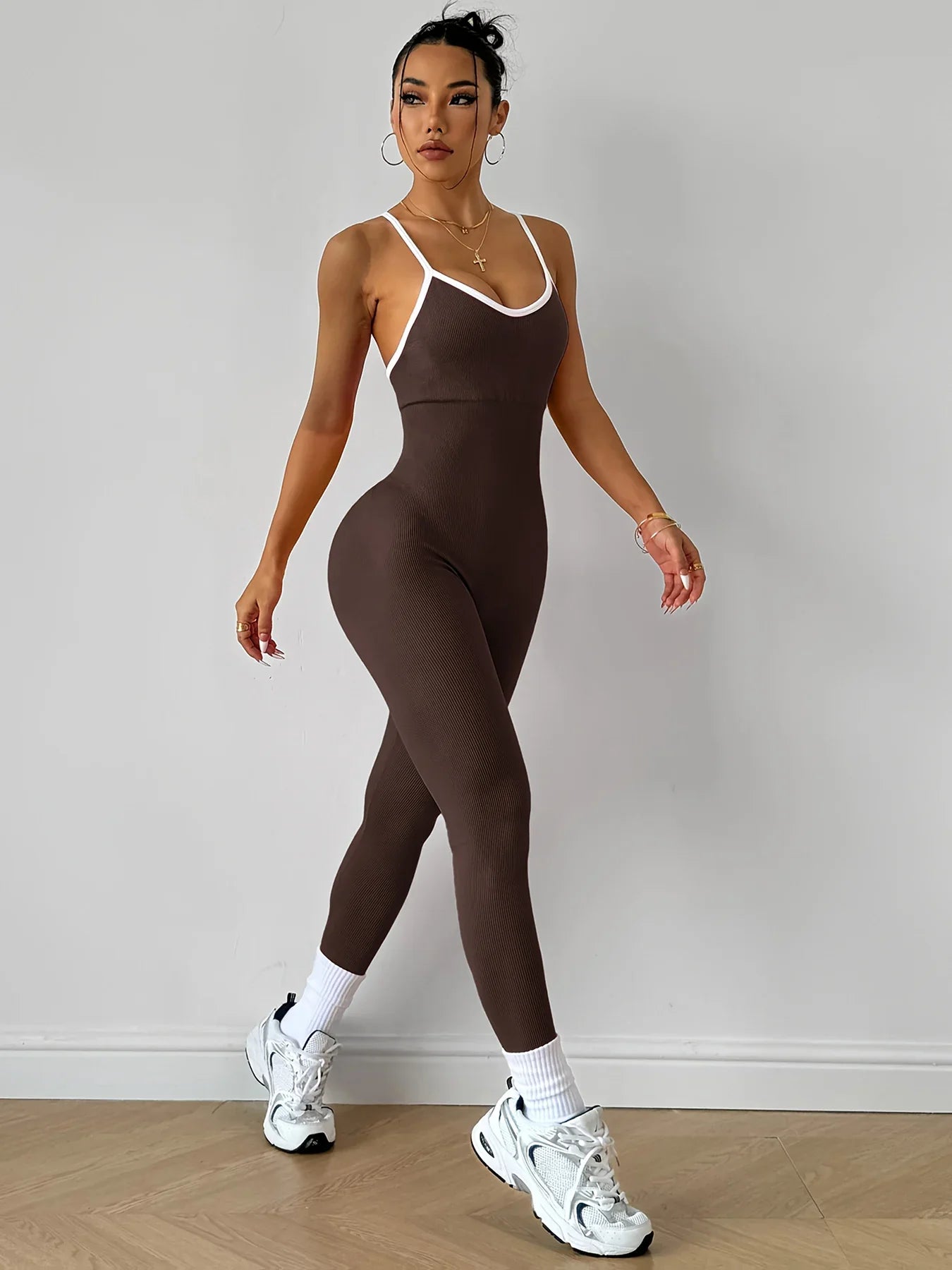 Pink Sports Jumpsuit Girls Running One Piece Bodysuit Workout Rompers Women Overalls Sportswear Fitness Yoga Suit