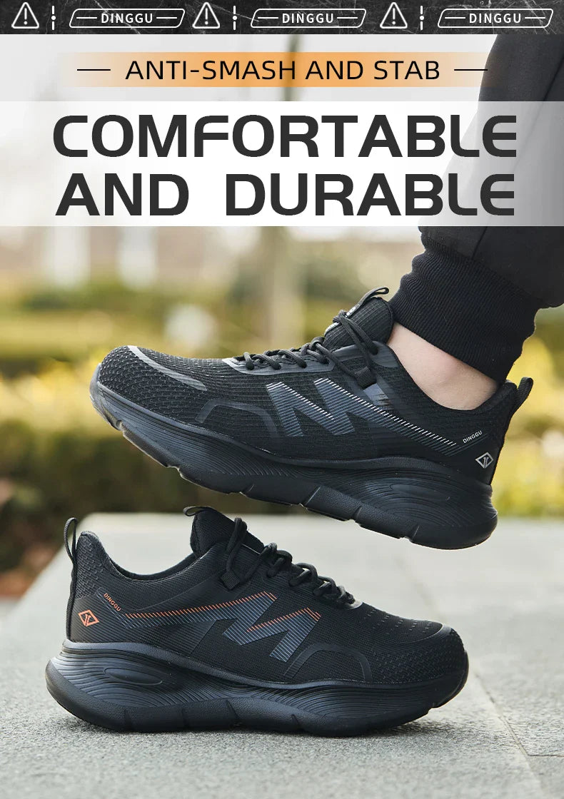 Work Safety Shoes Men Lightweight Indestructible Work Sneakers Security Steel Toe Shoes Safety Protective Boots Black Size 40-46