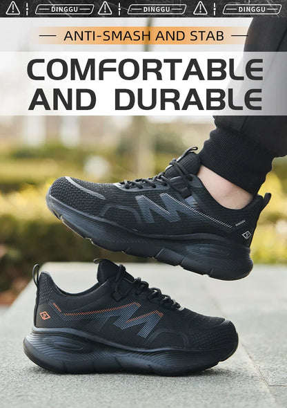 Work Safety Shoes Men Lightweight Indestructible Work Sneakers Security Steel Toe Shoes Safety Protective Boots Black Size 40-46