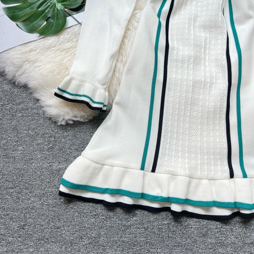 Fashion Women Knitted Mini Dress Ins Hot Sexy Package Hips Ruffled Party Dress Streetwear Lady Outfits Vestidos