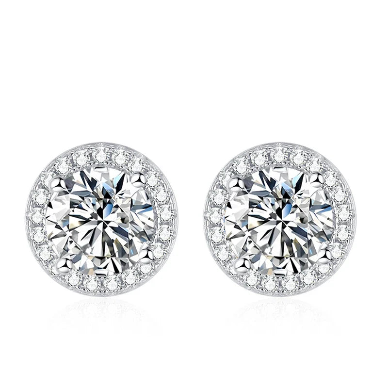 Moissanite Stud Earrings for Women 925 Sterling Silver Green Blue Pink Red Black Blue Sparkling Moissanite Studs Earring