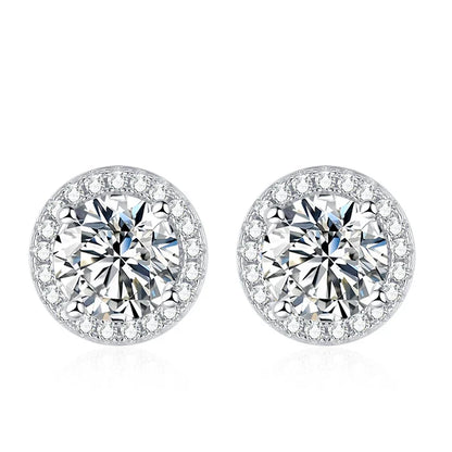 Moissanite Stud Earrings for Women 925 Sterling Silver Green Blue Pink Red Black Blue Sparkling Moissanite Studs Earring