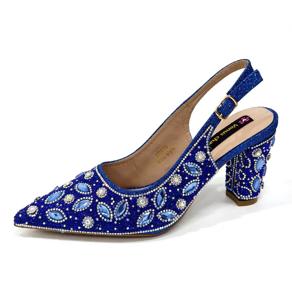 Black Color Elegant High Heels Nigeria Popular Design African Ladies Shoes And Bag Set For Party