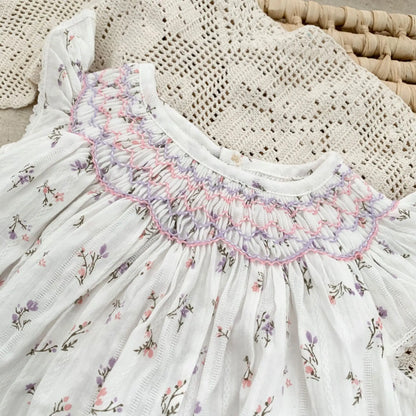 Smocked Ruffles Lace Girls Beach Dress Summer Soft Breathable Toddler Girls Clothing Children Holiday A-Line Dress Vestidos 2024