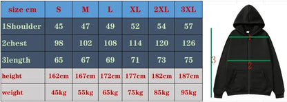 Men's Zip Up Hoodies Casual Zipper Jacket Coats Women Fleece Autumn Winter Harajuku Gothic Hooded Sweatshirts Sports Streetwear