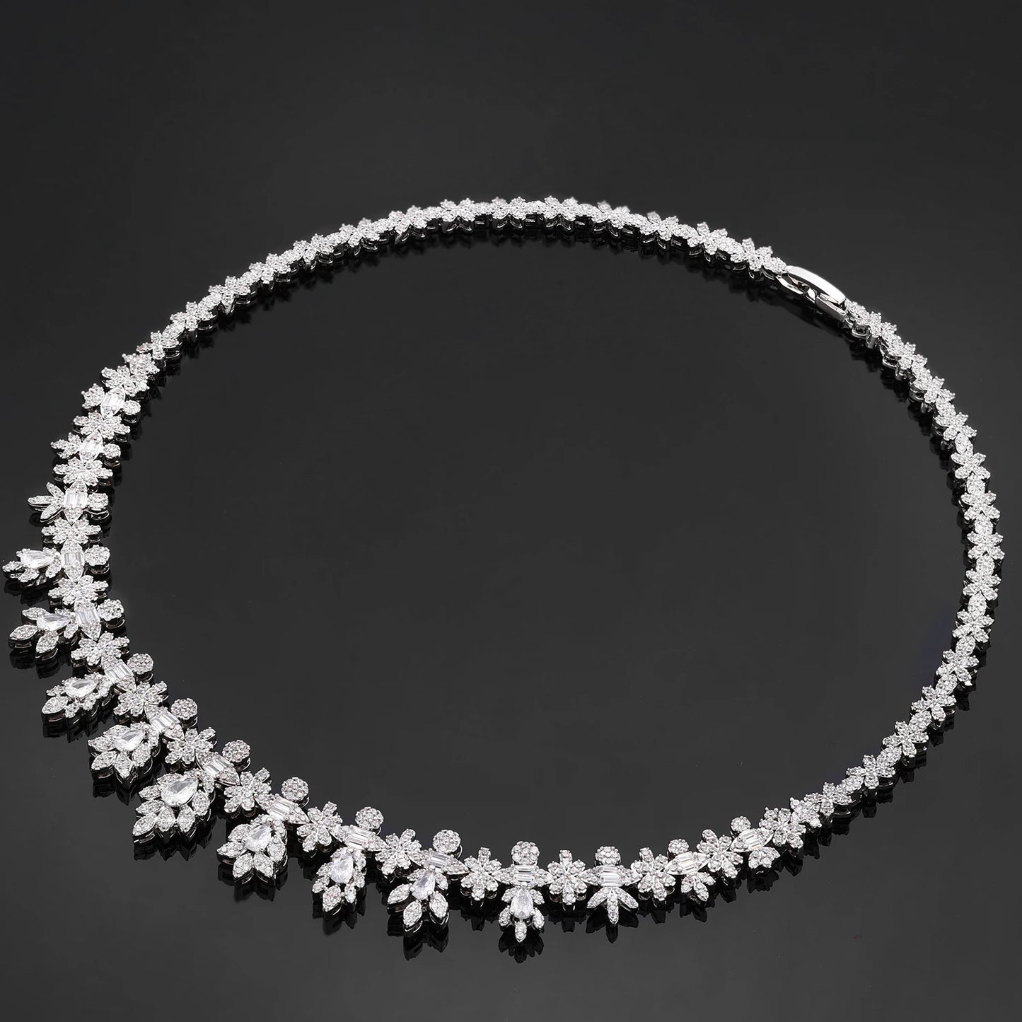 Luxury Women's Jewelry Elegant Style Bride CZ Necklace Earrings Bracelet Ring Jewelry Set&M Bride Large Wedding Jewelry Set