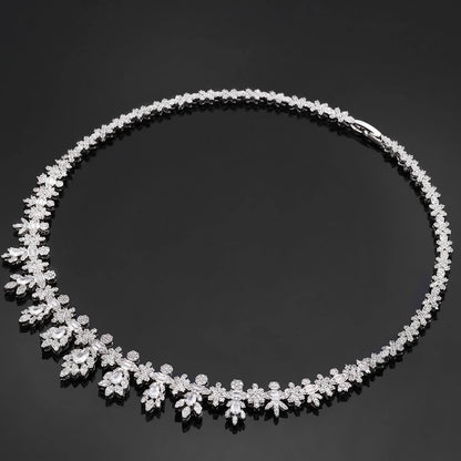 Luxury Women's Jewelry Elegant Style Bride CZ Necklace Earrings Bracelet Ring Jewelry Set&M Bride Large Wedding Jewelry Set