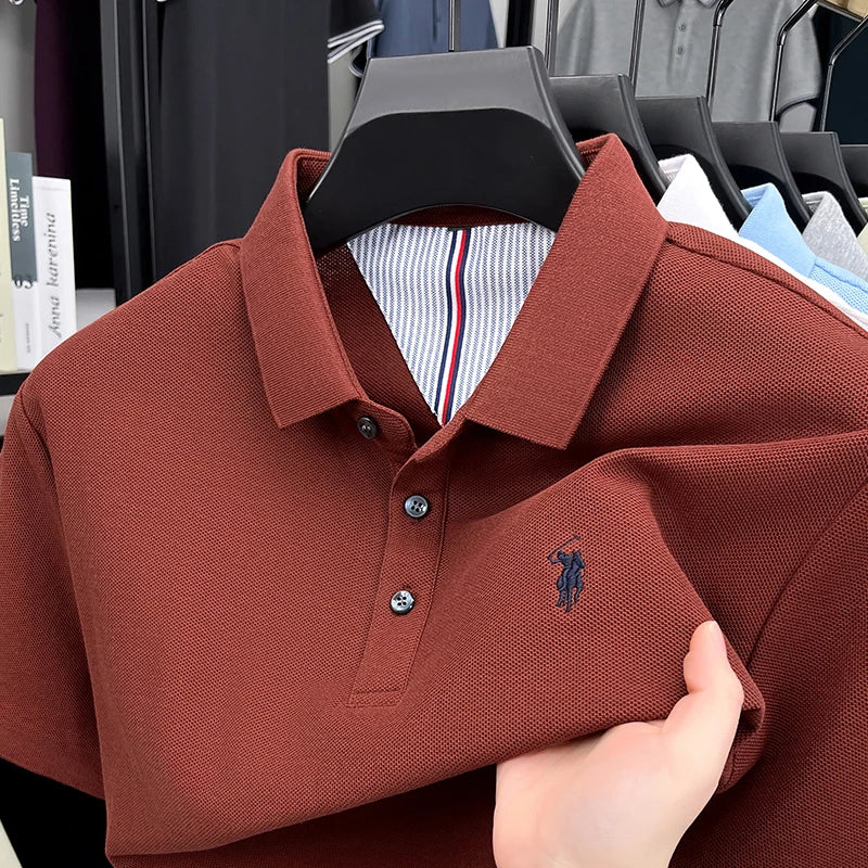100% pure cotton short sleeve polo shirt summer new breathable men's T-shirt high-end brand Paul Pony embroidered business top