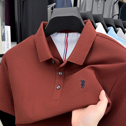 100% pure cotton short sleeve polo shirt summer new breathable men's T-shirt high-end brand Paul Pony embroidered business top