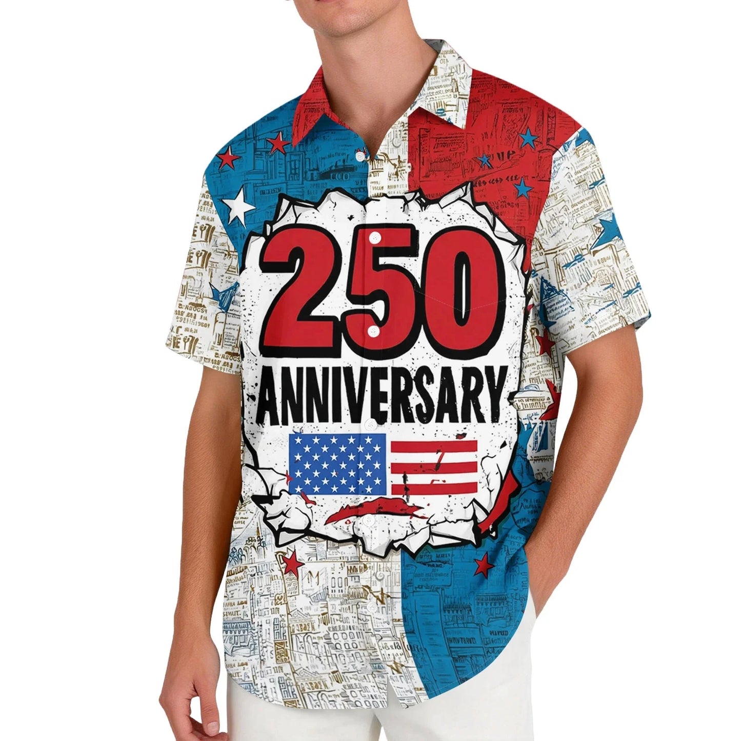 Patriotic American Flag Print Mens 250 Years of Freedom Raglan T Shirt Waffle V Neck Short Sleeve Casual Tops