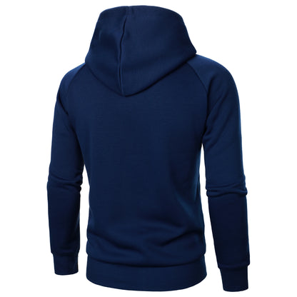 Moletom masculino outono inverno de cor sólida com capuz e zíper lateral manga longa