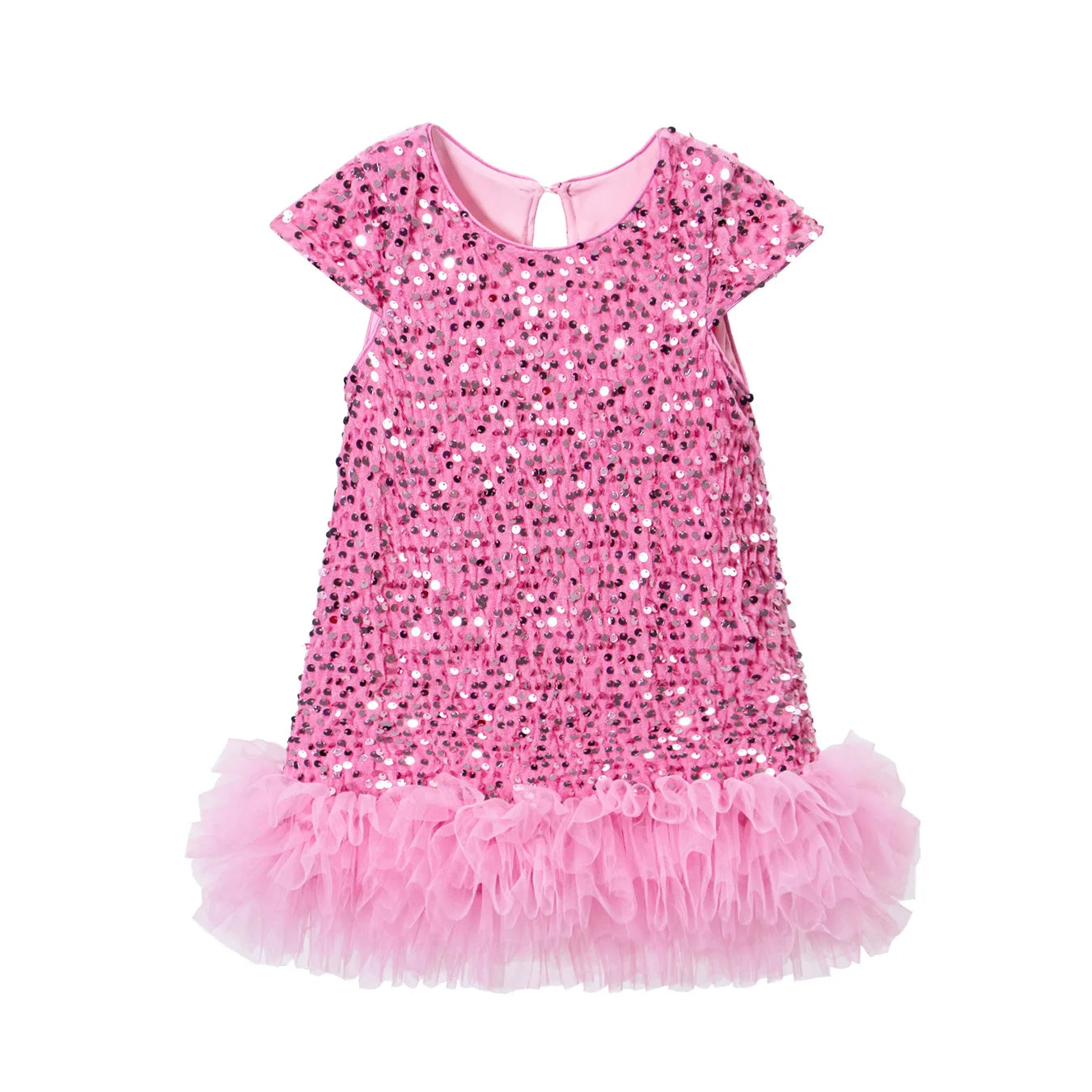 Novo Vestido Infantil Tutu de Malha Brilhante Sem Mangas Princesa para Festas Fantasia de Performance para Crianças