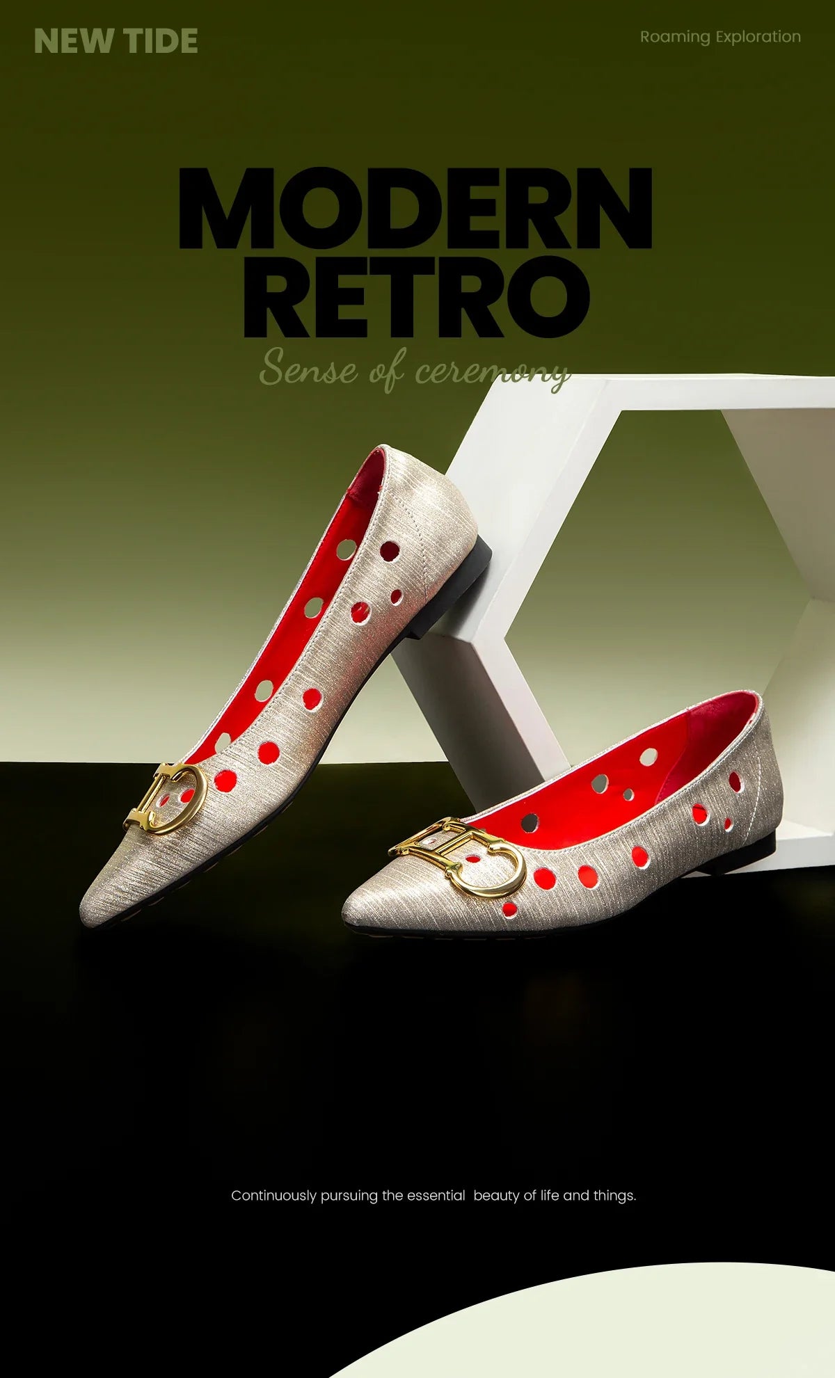 2025 Women's Flat Shoes New Punching Design Pointed Woman Shoes Simple Anti slip