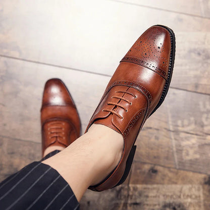 Handmade Fashion Mens Brogue Luxury Big Size 47 Wedding Party Leather Business Oxfords Dress Casual Formal Shoes Loafers for Men