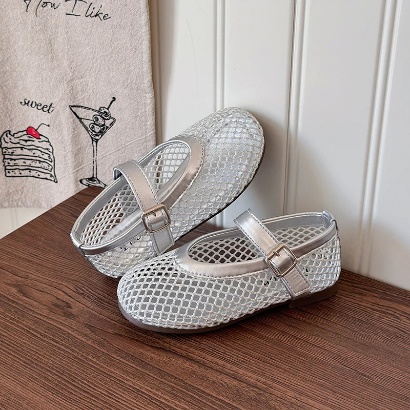 Summer Girl's Sandals Hollow Out Hook-loop Casual Chic Kid's Flat Shoe Solid Colors Anti-slip Daily Versatile Children Shoes