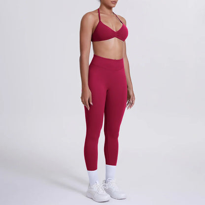 Women 2pcs Patchwork Sport Yoga Suit Training Sleeveless Sport Gym Tops Tummy Control Slimming Booty Leggings Yoga Suit Sports