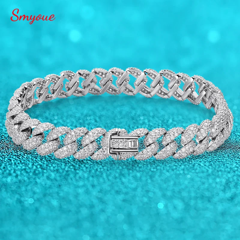 18k Gold Plated Cuban Bracelet for Women Men High Carbon Diamond Bracelet 925 Sterling Silver Jewelry Hip Hop Link Chain