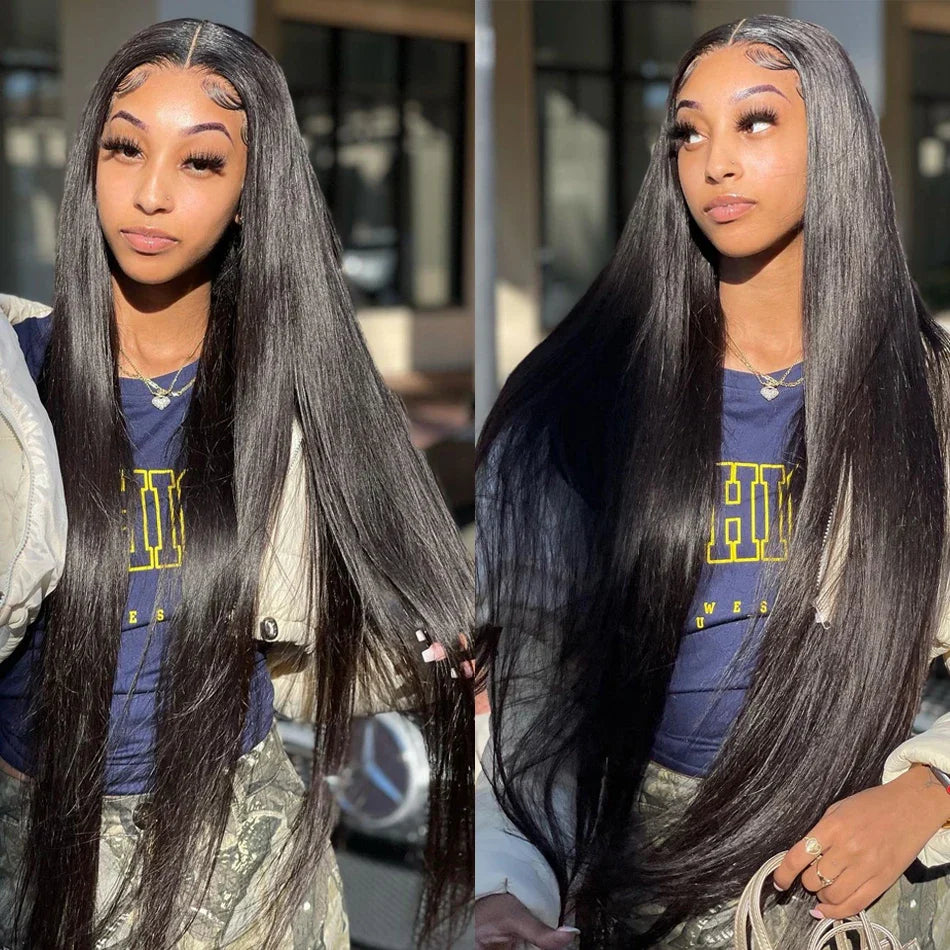 250 density Lace Front Human Hair Wigs Brazilian Hd Transparent Straight 30 40 Inch 13x6 Lace Front wig 360 Wigs For Women 4x4