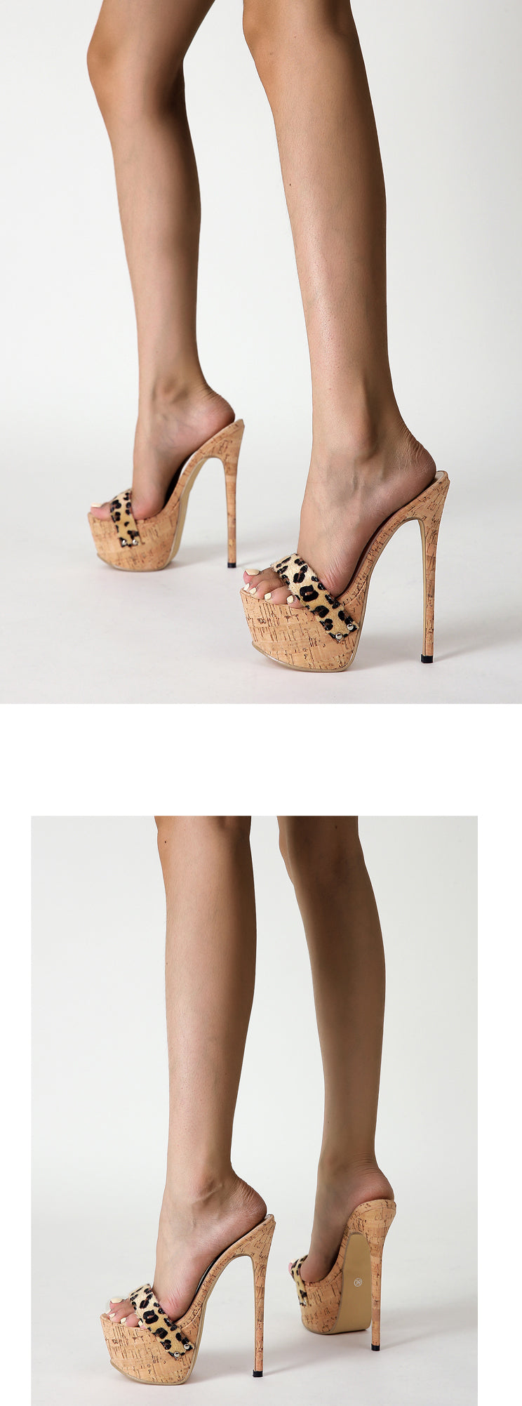 Leopard Platform Sandals High Heels 2025 Summer Slippers Mules Ladies Fashion Peep Toe Slip On Club Shoes Sliders