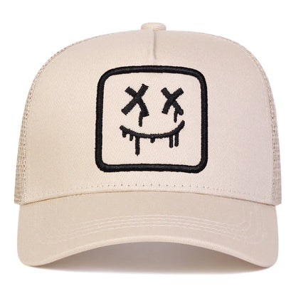 Unisex XX Smiling Face Embroidery Baseball Net Caps Spring and Summer Outdoor Adjustable Casual Hats Sunscreen Hat