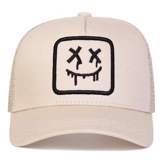 Unisex XX Smiling Face Embroidery Baseball Net Caps Spring and Summer Outdoor Adjustable Casual Hats Sunscreen Hat