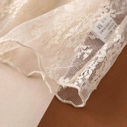 Elegant Sexy Women's Mesh T-Shirts Long Sleeve Lace See Through Blouse Versatile Bottoming Shirt Girls Sheer Tees Body Crop Top