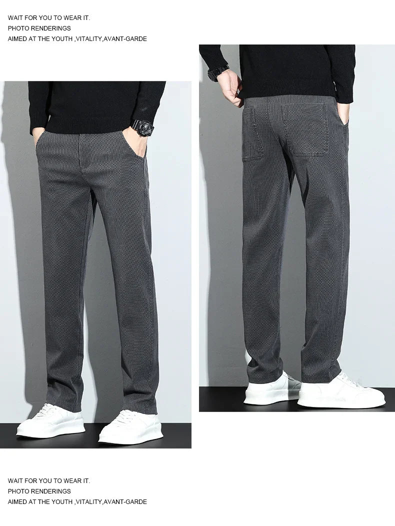 Korean Fashion Lyocell Casual Pants Men's New Spring Breathable Straight Elastic High Quality Daily Streetwear Male Trousers