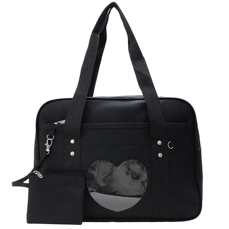 Japanese Lolita Heart JK School Uniform Bags Fashion Women Oxford  Women Student PU Handbag Cosplay Anime Shoulder Bag