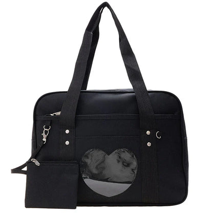 Japanese Lolita Heart JK School Uniform Bags Fashion Women Oxford  Women Student PU Handbag Cosplay Anime Shoulder Bag