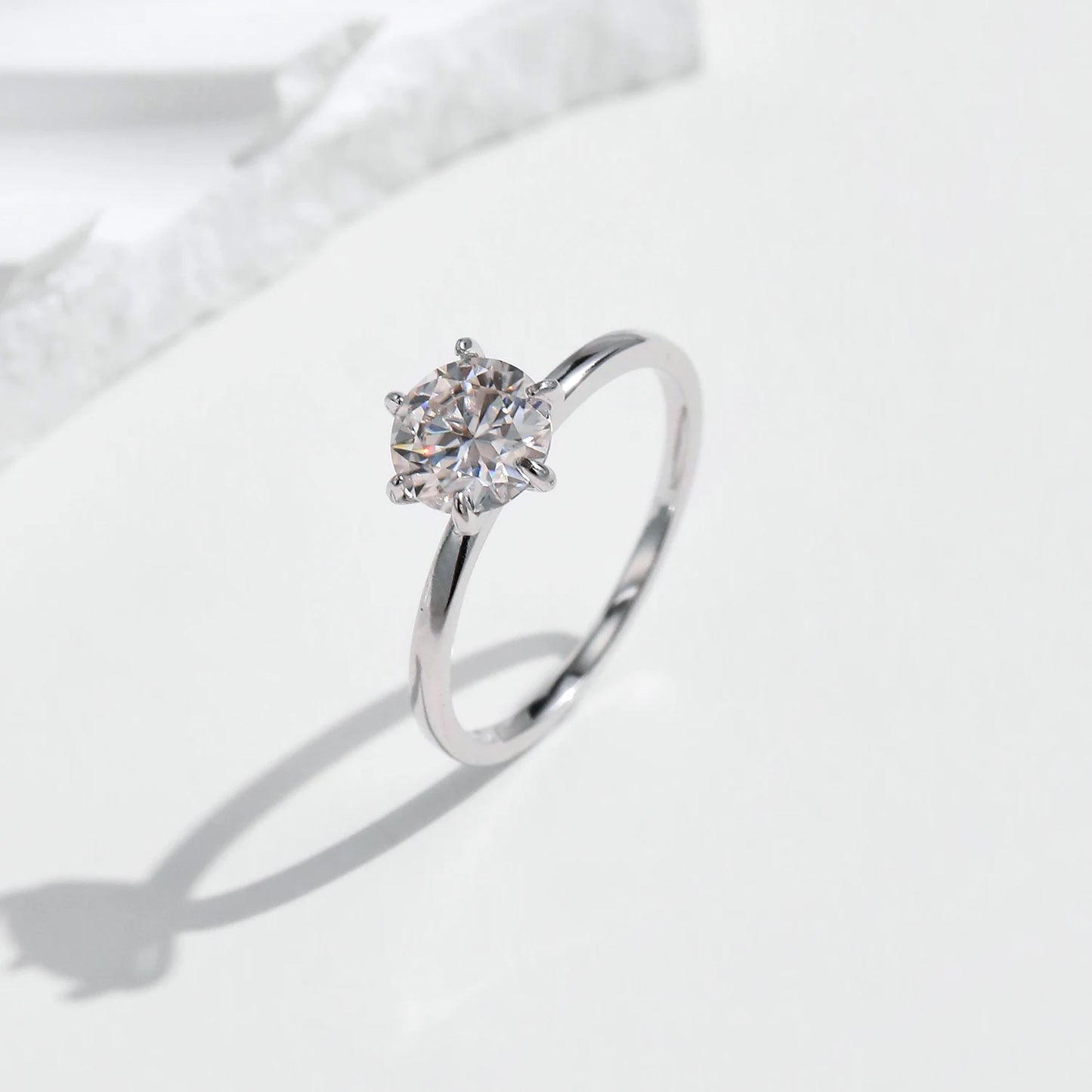 1CT Moissanite Lab Diamond Ring For Women 925 Sterling Silver Wedding Engagement Platinum Plated Fine Jewelry