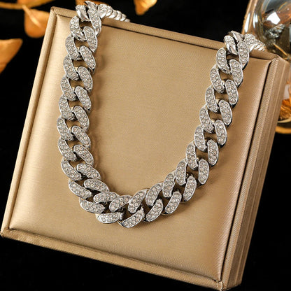 316L Stainless Steel Gold Silver Color Thick Chain Necklace For Women Fashion Cuban Neck Chain Waterproof Jewelry Gift