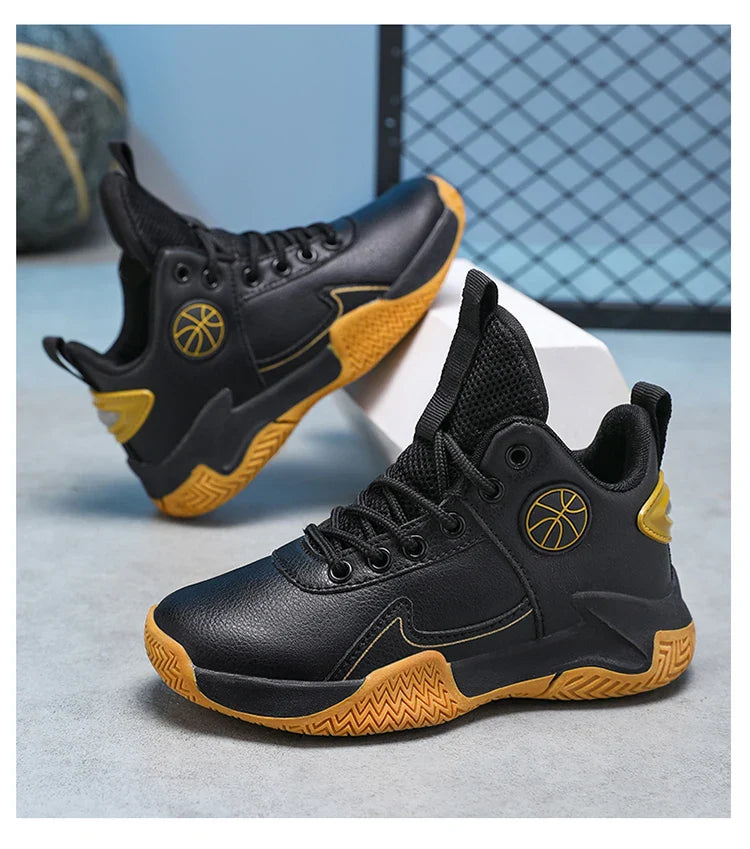 New Children's Casual Sneakers Fashion Black Kids Shoes Basketball Leather Sneakers For Boy Sports Tenis Size 31-40