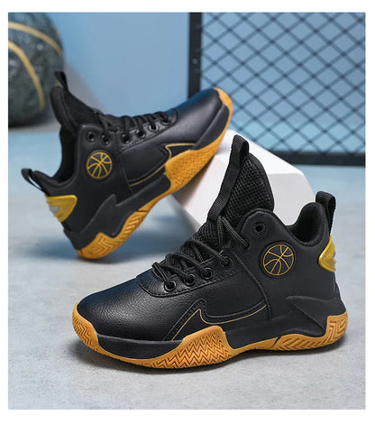 New Children's Casual Sneakers Fashion Black Kids Shoes Basketball Leather Sneakers For Boy Sports Tenis Size 31-40