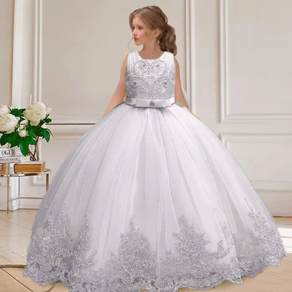 4-12 years old gorgeous girl dress sheer elegant girl birthday party princess dress long carnival evening dress summer clothing