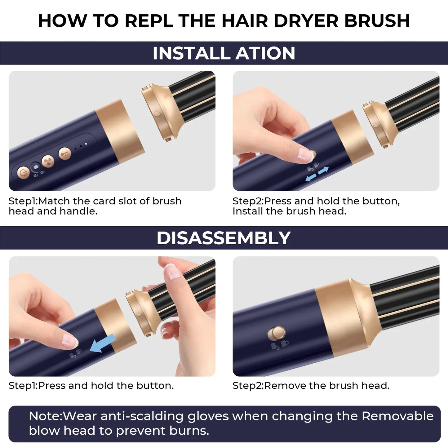 Hair Dryer Brush 7 in 1, Air Styler Set with Curling Iron, Round Brush, Straightener for Women