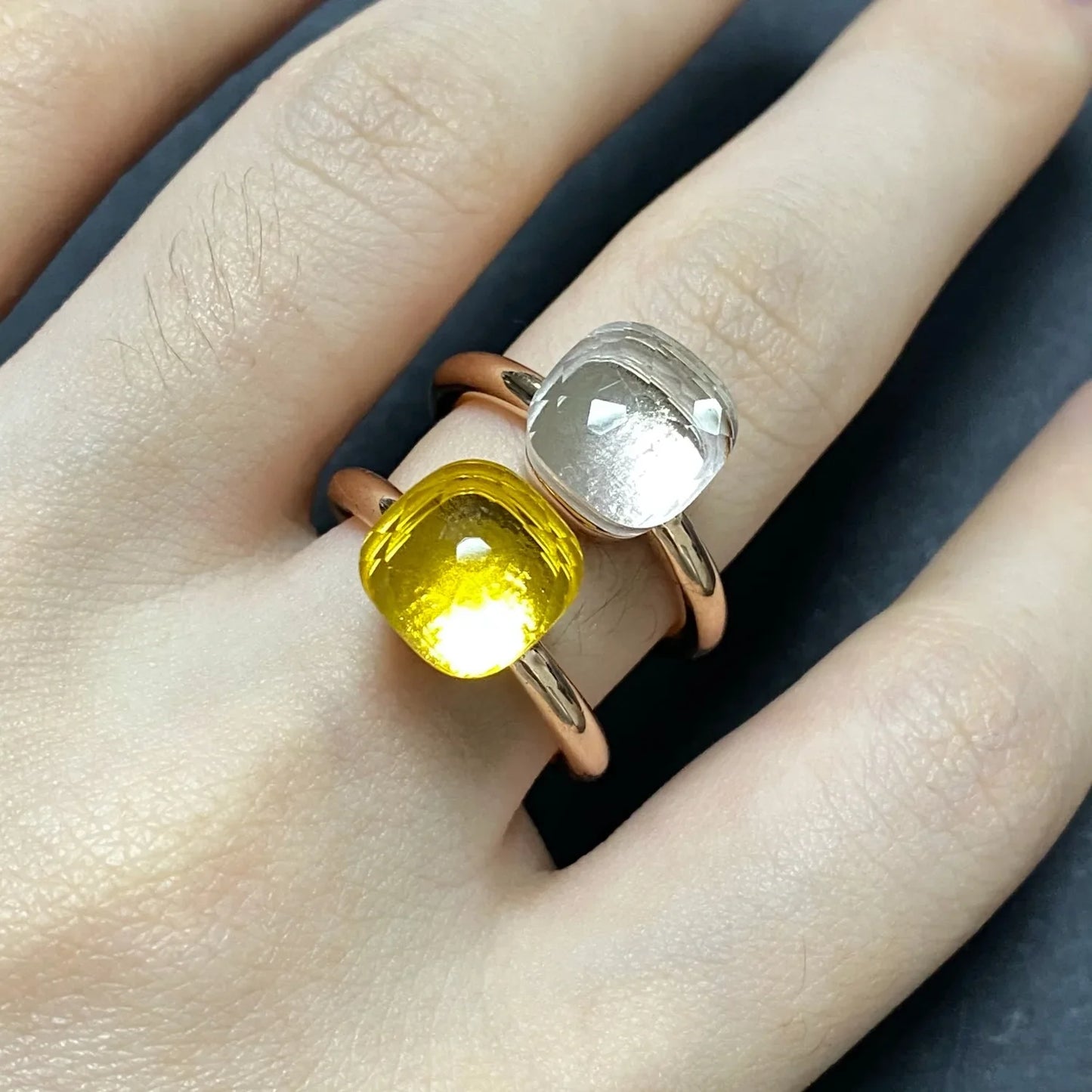 Stylish Purple Crystal Rose Gold Plated Candy Ring 30 Colors Simple Candy Color Jewelry Gift for Women Valentine's Day
