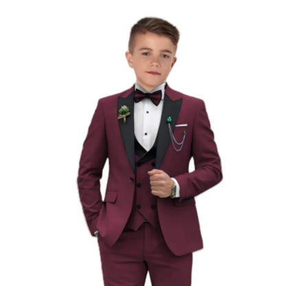 Popular Aqua Boy's Suit Set for Wedding 3 Pieces Suit Set Formal Tuxedo Jacket Vest Pants Kids Photo Shot Oufit