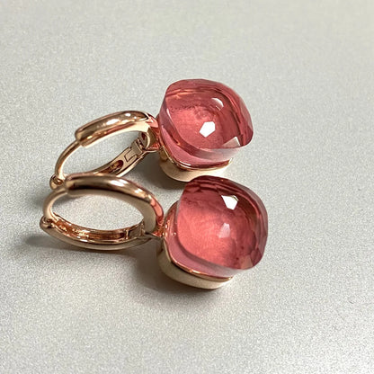 Classic Earrings For Women Amethyst Crystal Earrings Copper With Gold Plated Square Candy Colors Earrings Fashion Jewelry